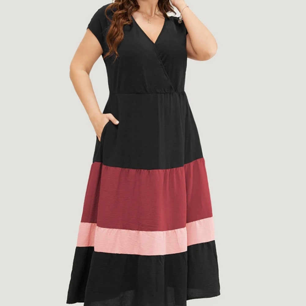 NEW BLOOMCHIC Colorblock  Contrast Pocket Flutter Dress Size 14-16/1X